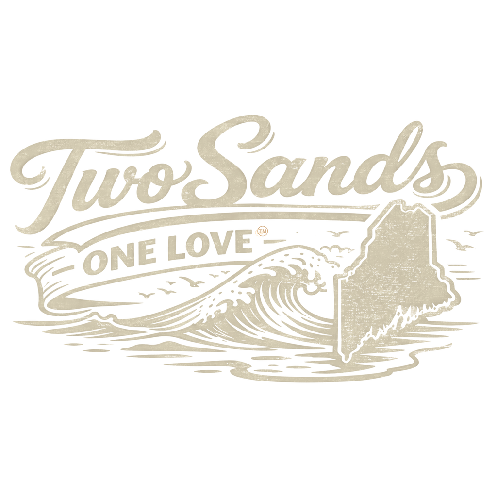 Logo of 'Two Sands One Love' with a wave design on a white background