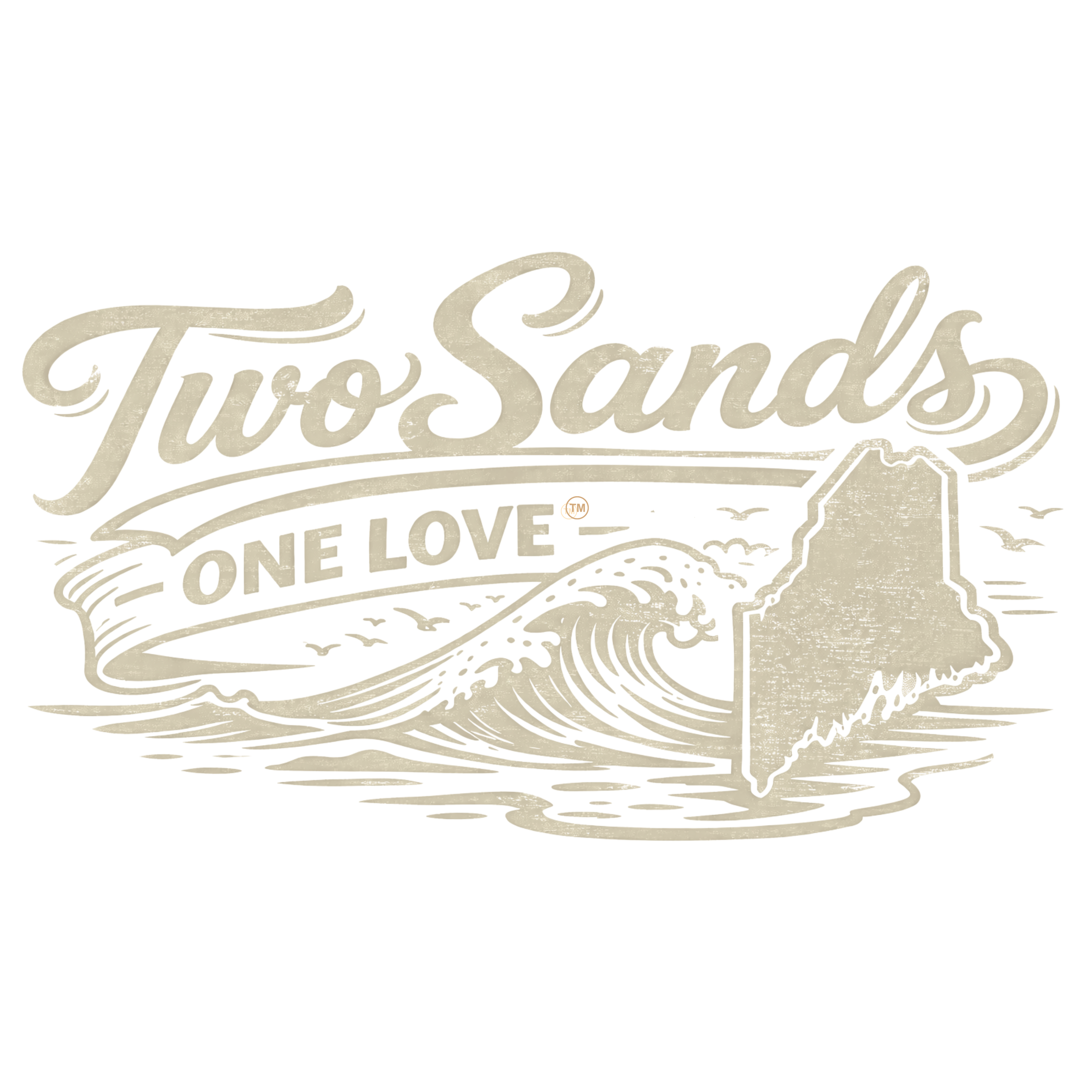Logo of 'Two Sands One Love' with a wave design on a white background
