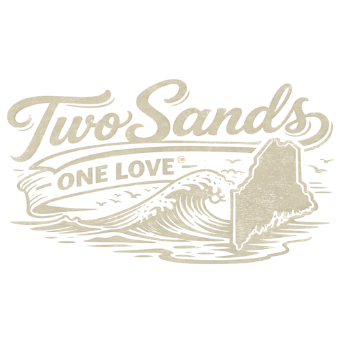 Logo of 'Two Sands One Love' with a wave design on a white background