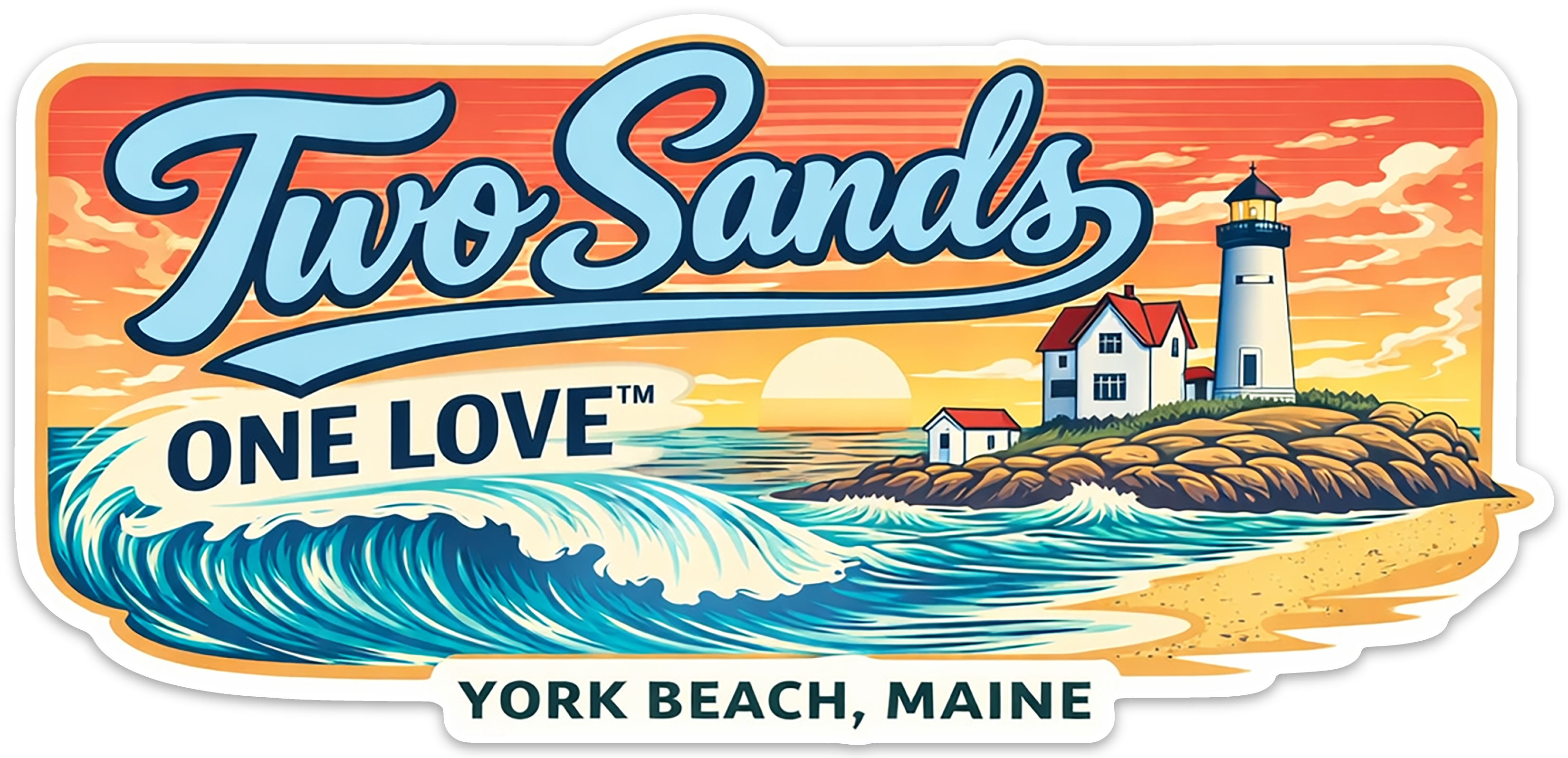 Two Sands One Love – Sunset Surfside Bumper Sticker